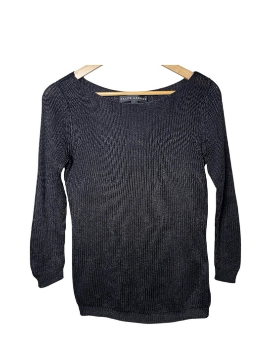 Ralph Lauren Black Label Sweaters - Ralph Lauren Black Label Black Ribbed Scoop-Neck Sweater